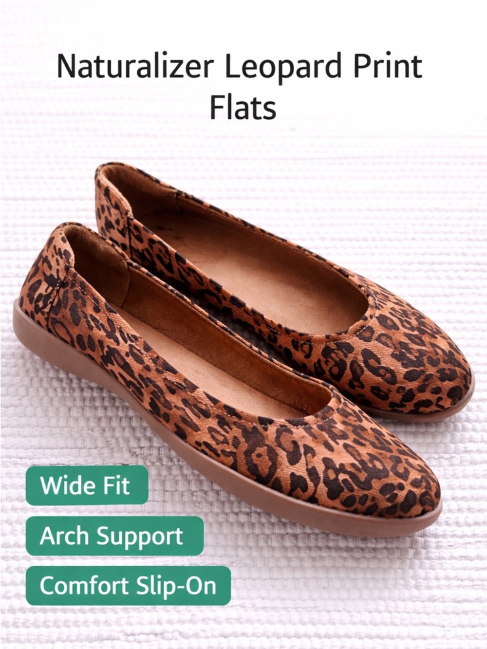 Naturalizer Leopard Print Flats Comfort Slip On Brown Size 9 Wide